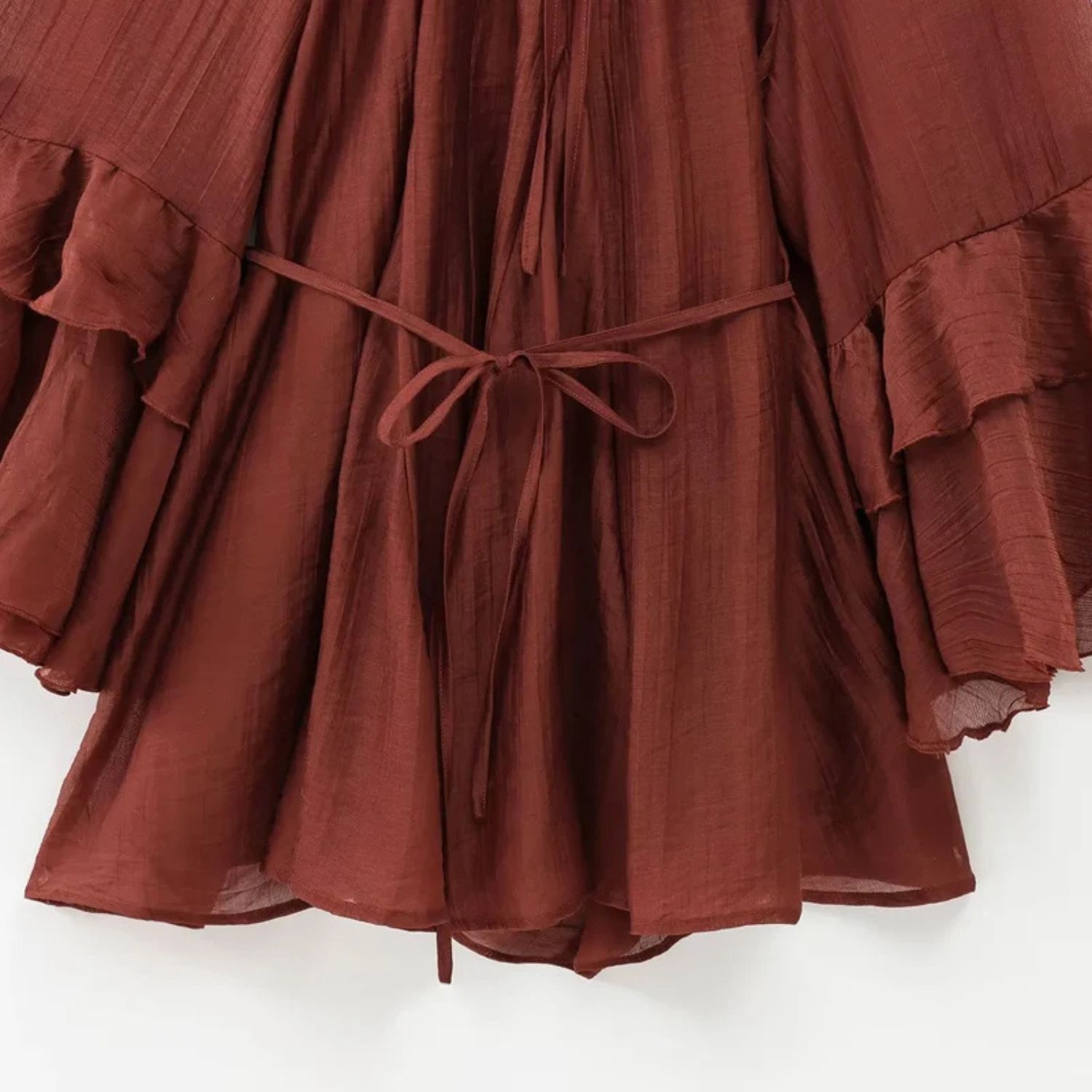 Ella | Ruffle Long Sleeve Mini Dress with Tie Detail