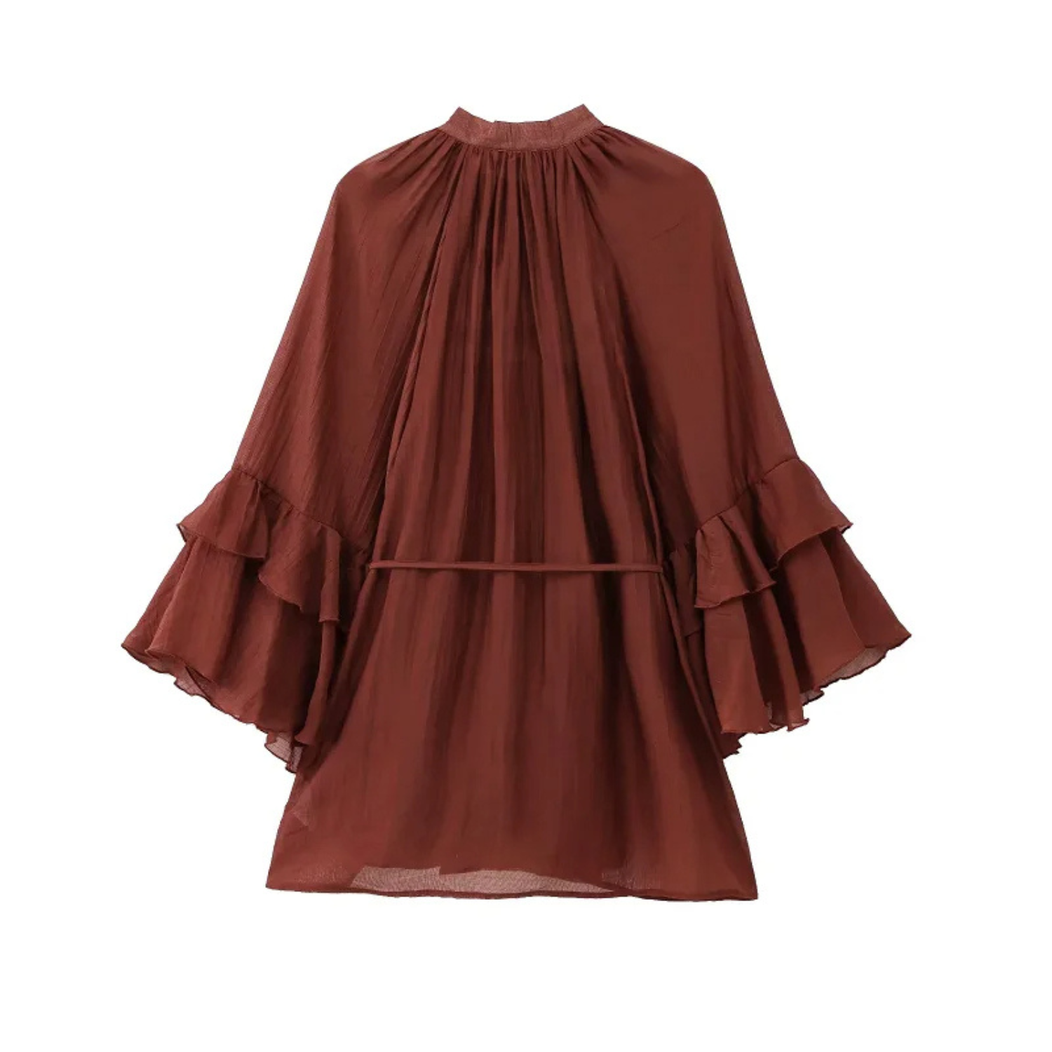 Ella | Ruffle Long Sleeve Mini Dress with Tie Detail